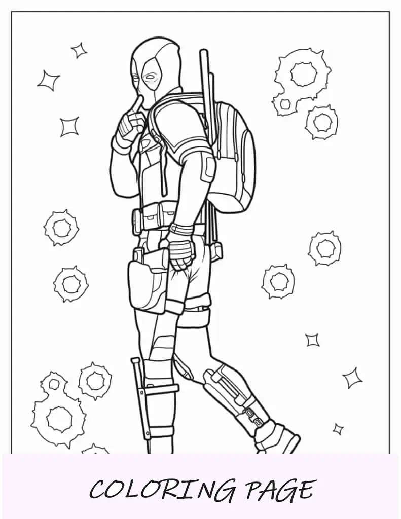 Página para colorear de Deadpool con temática navideña