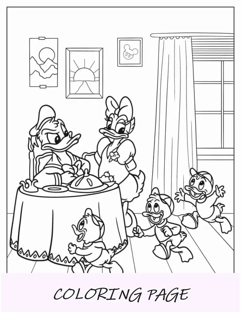 Paperino, Daisy e i loro nipoti da colorare