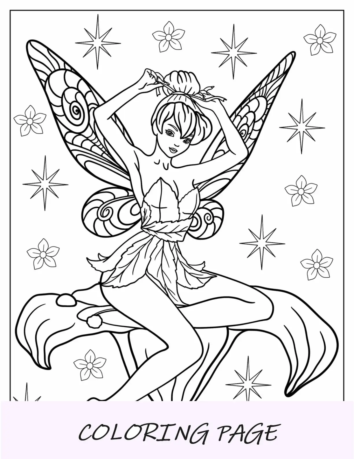 Página para colorear de hadas de Tinker Bell realista