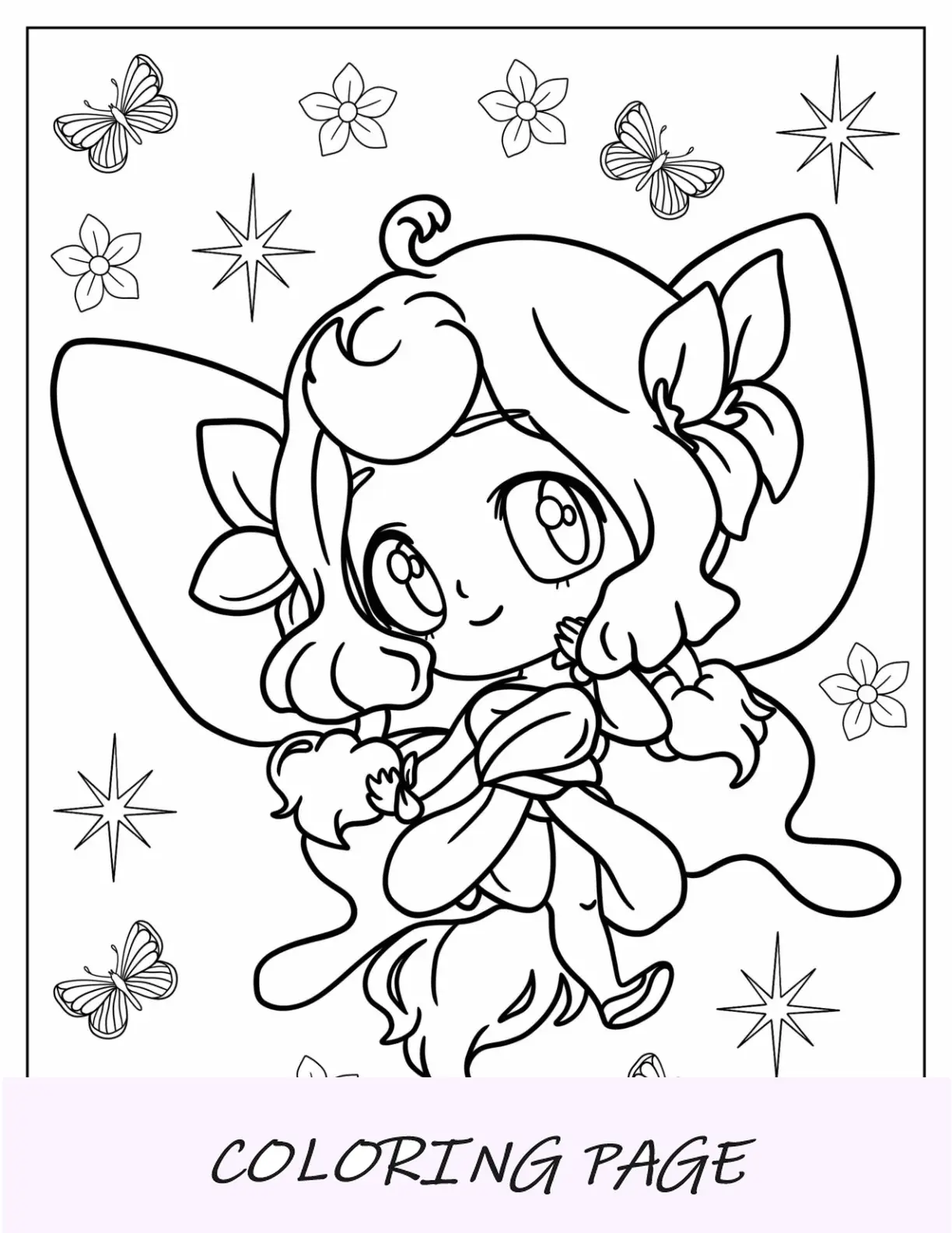 Página para colorear de linda hada pequeña