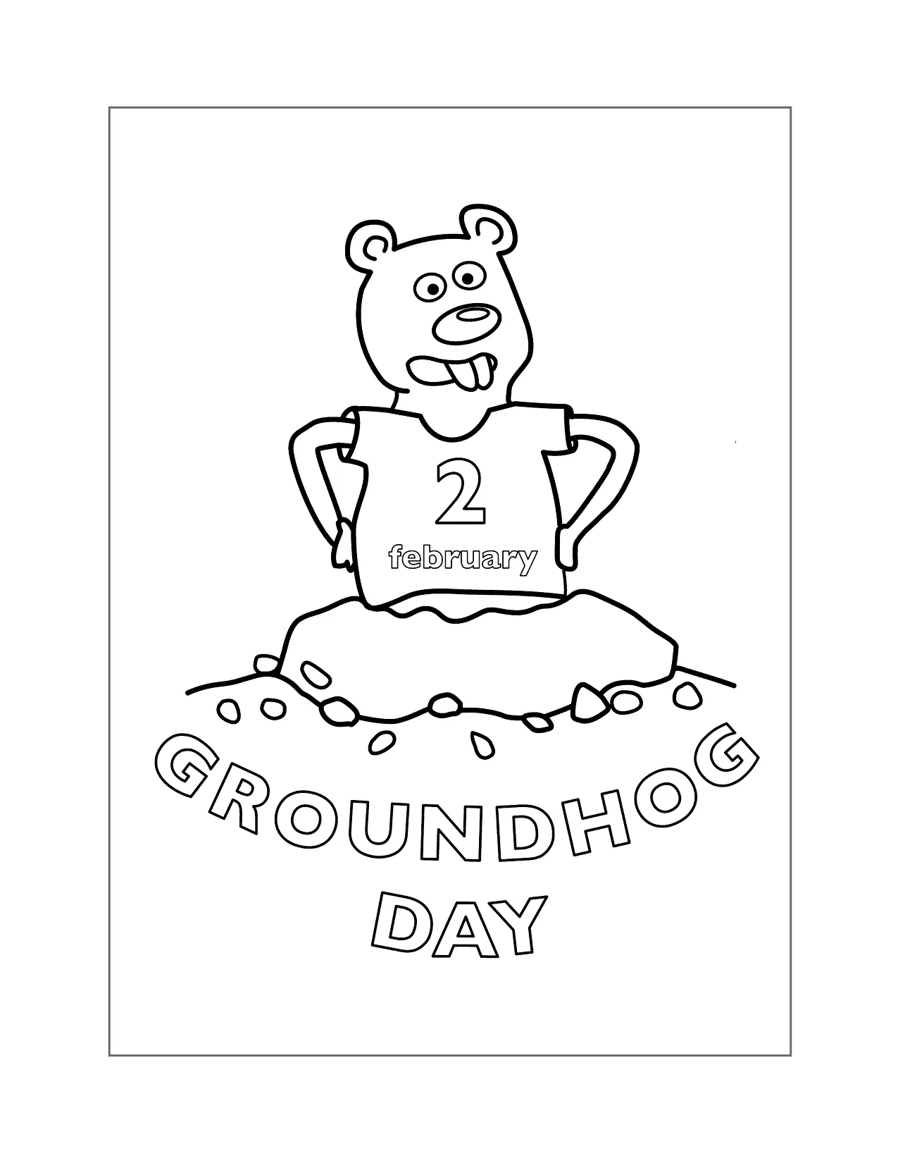 February 2 Groundhog Day Coloring Page