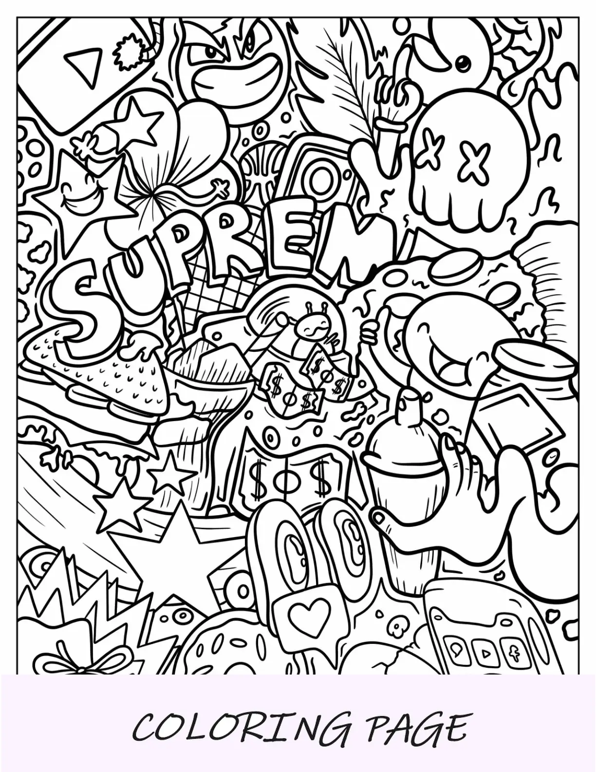 Mural de página para colorir Trippy Graffiti