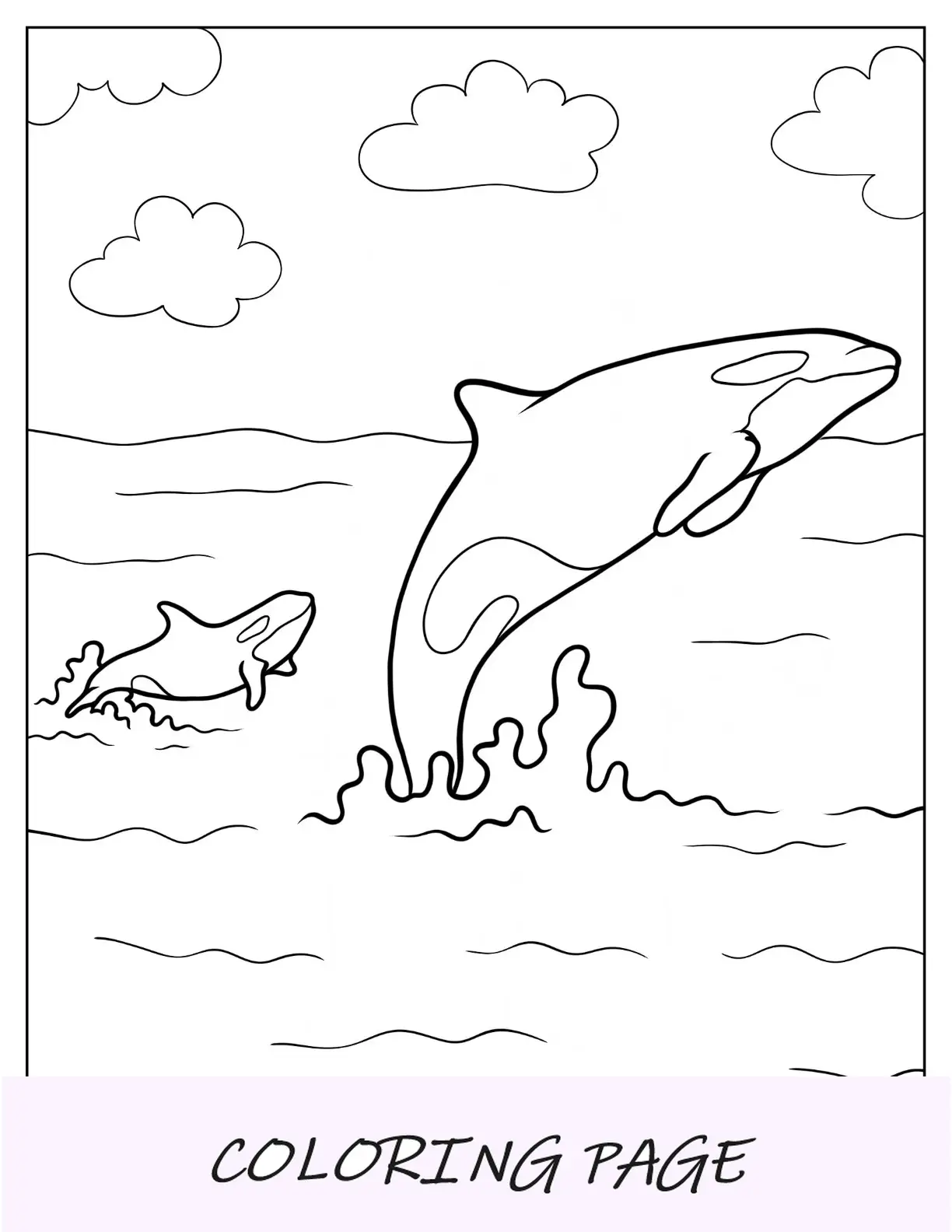 Página para colorir mãe orca com bebê orca