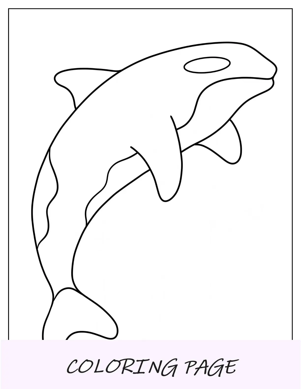 Grande página para colorir de orca para crianças em idade pré-escolar