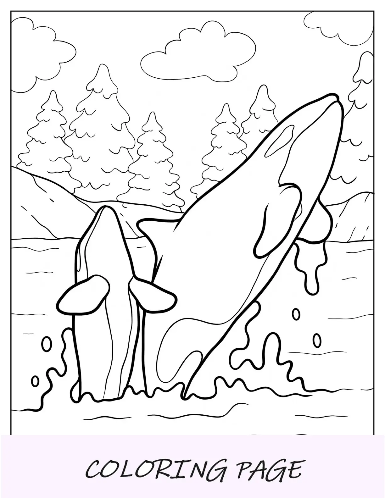 Violação de página para colorir mãe orca e bebê orca