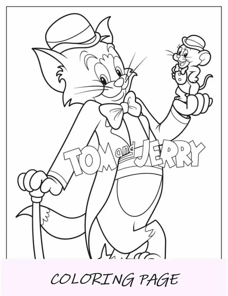 Pôster fácil de colorir de Tom e Jerry