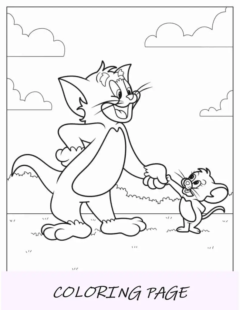 Tom e Jerry apertando a mão de crianças em idade pré-escolar