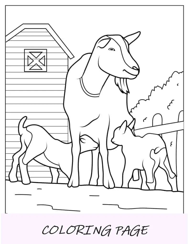 Madre Cabra Con Bebés Para Colorear