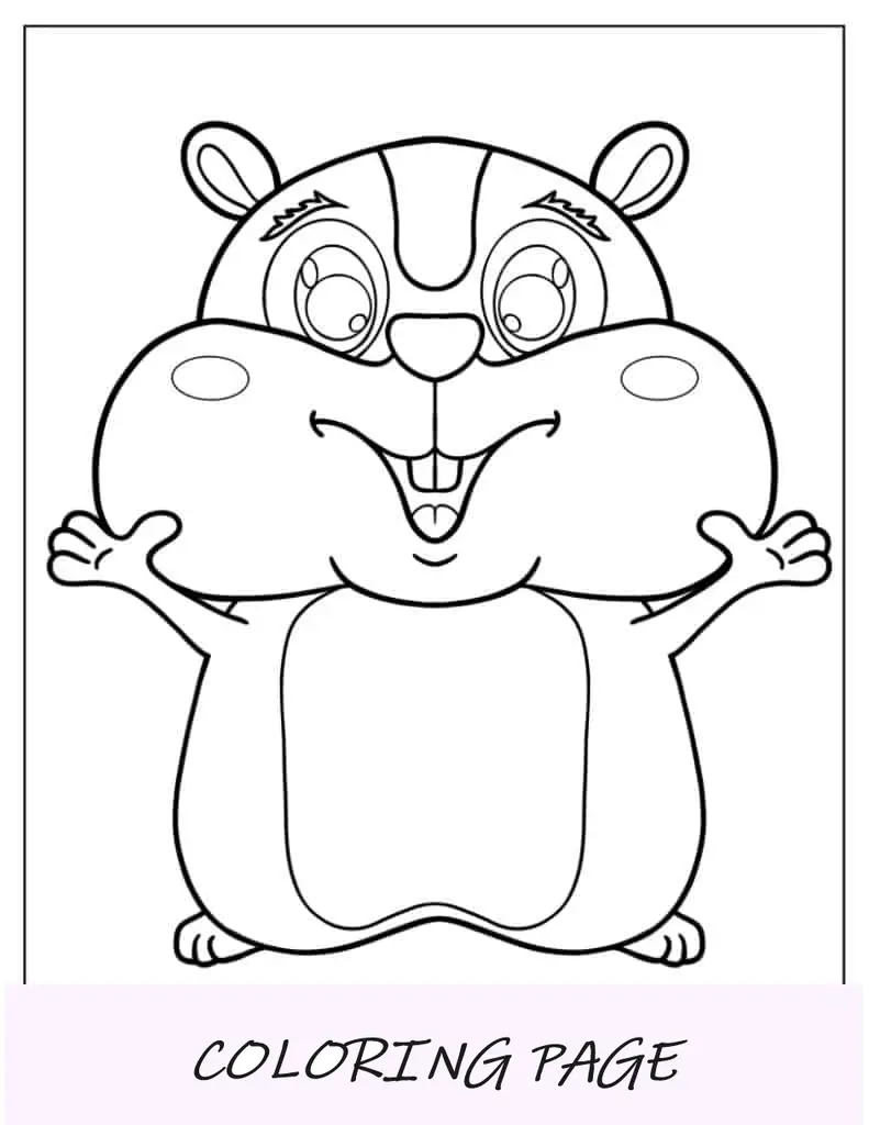 Hoja para colorear de hámster de dibujos animados