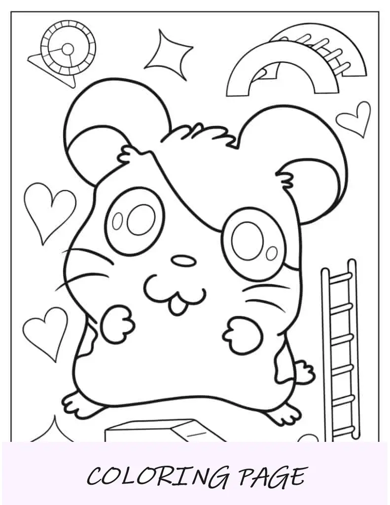 Hoja para colorear Hamtaro Hamster