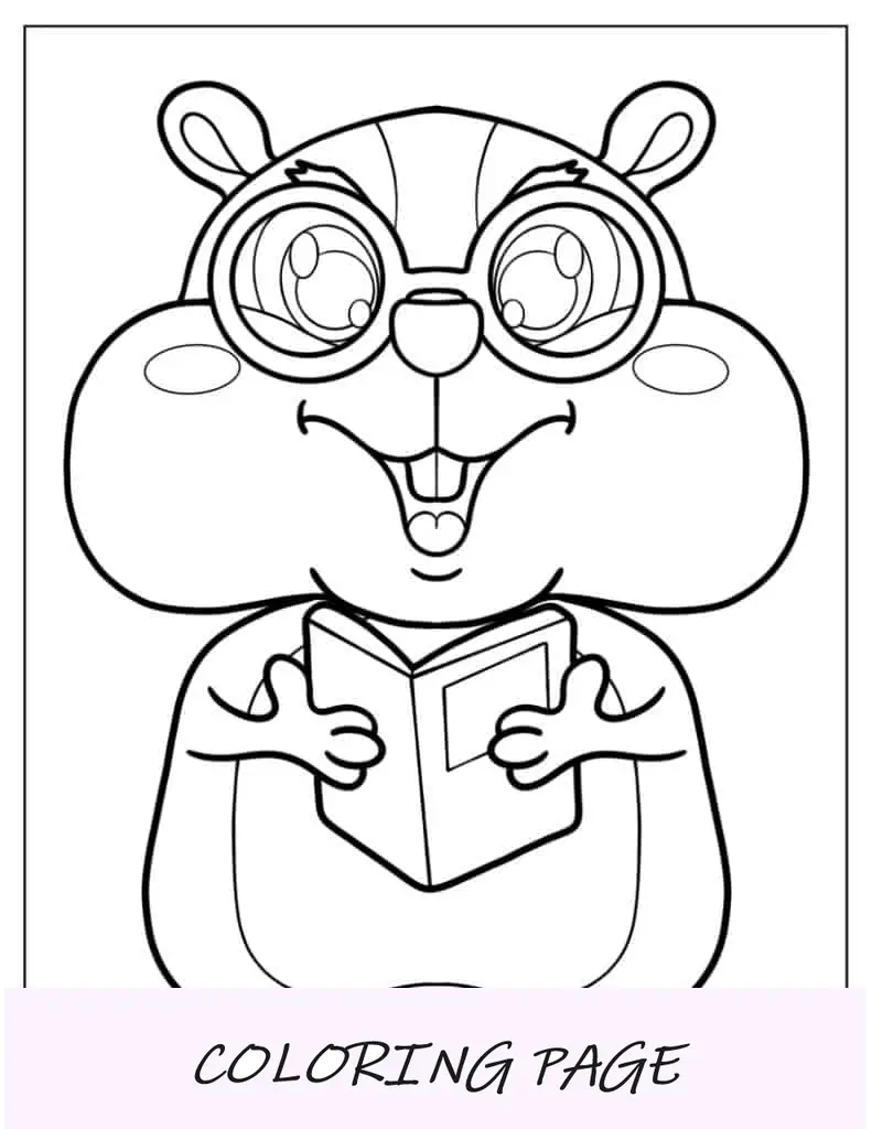 Hámster con gafas y sosteniendo un libro