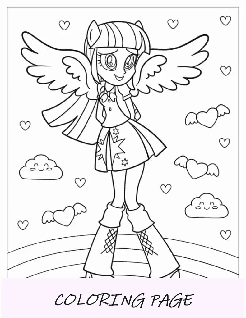 Página para colorir simples de Equestria Girls Rarity