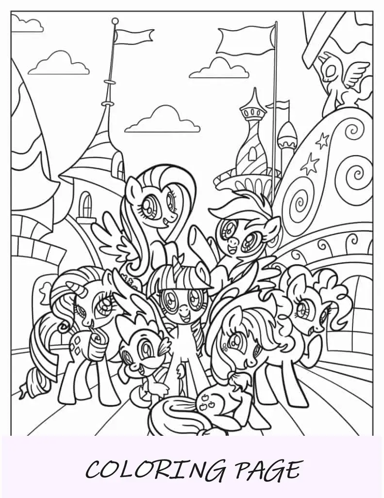 Folha para colorir detalhada de My Little Pony: A amizade é mágica