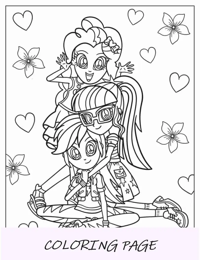 Equestria Girls Pinkie Pie, Twilight Sparkle e Rainbow Dash