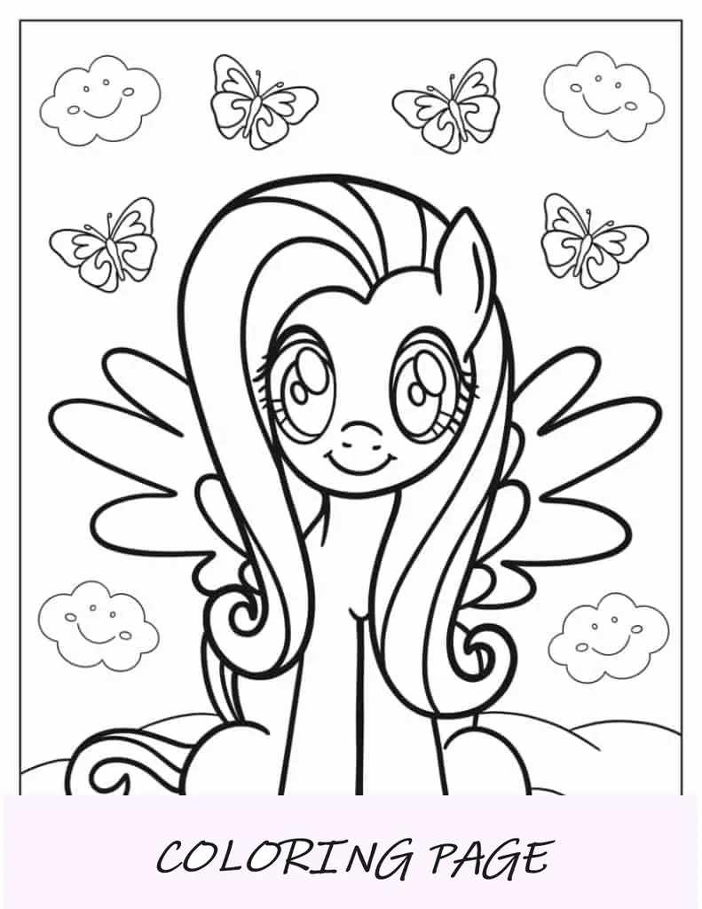 Contorno fofo de Fluttershy para crianças