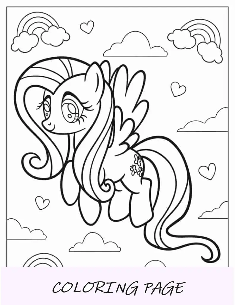 Página para colorir de Fluttershy de My Little Pony