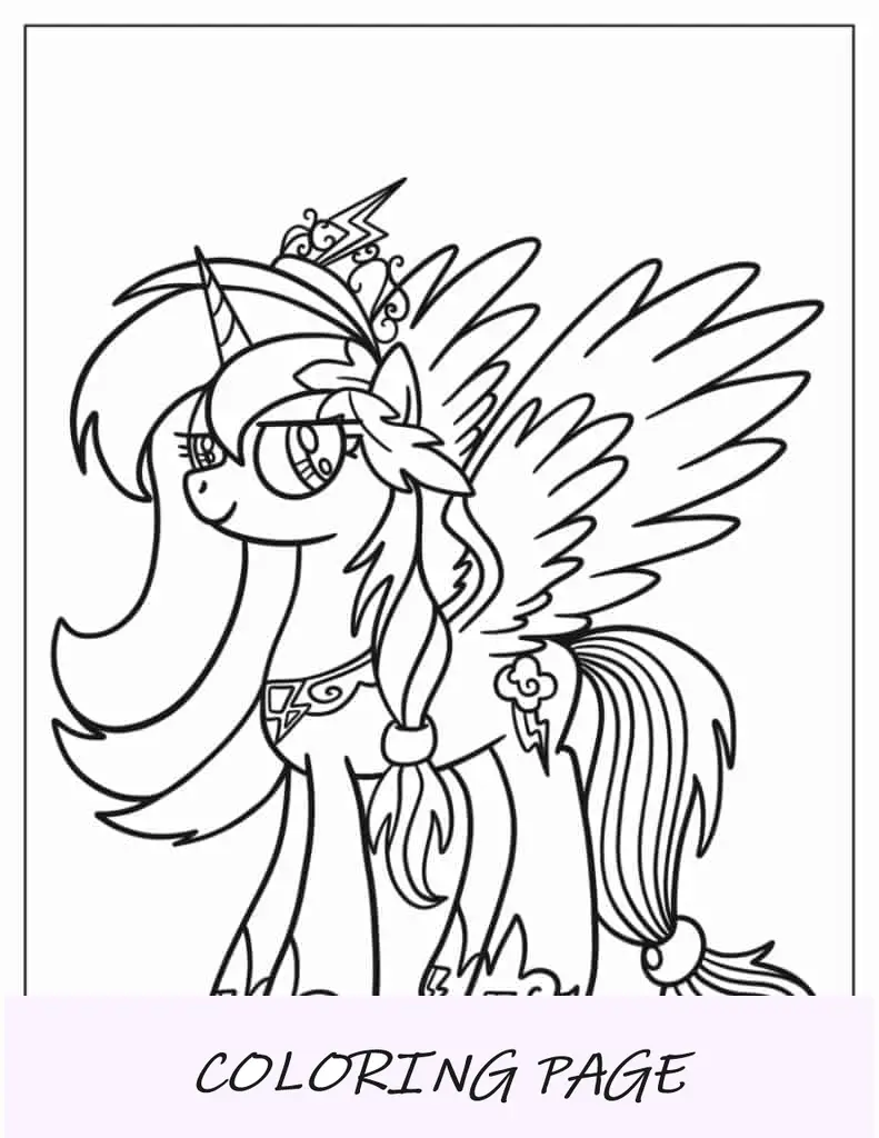 Esboço da Princesa Rainbow Dash para crianças em idade pré-escolar