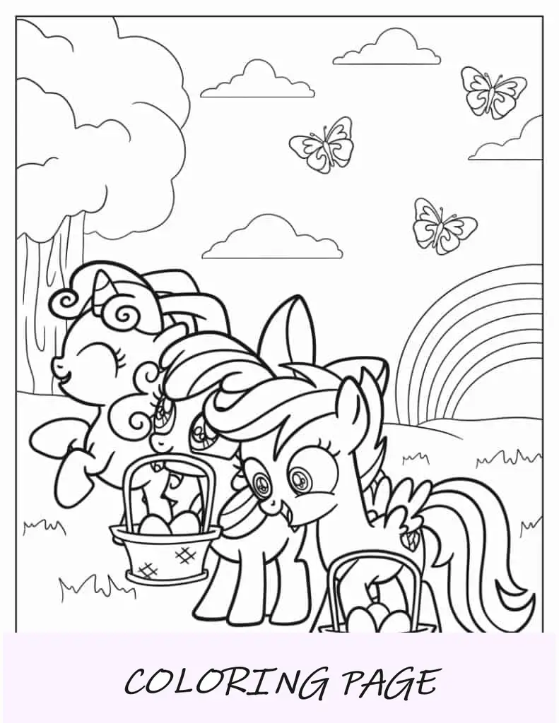Folha para colorir do My Little Pony de Páscoa
