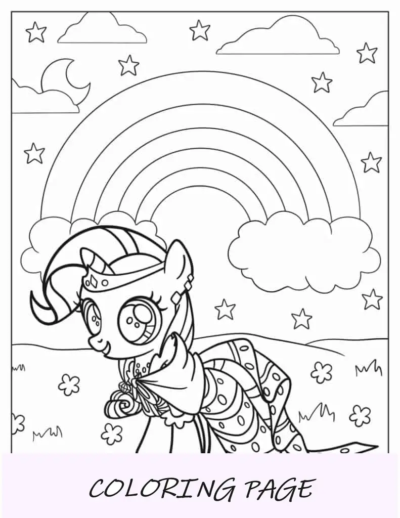 My Little Pony Rarity usando coroa e vestido