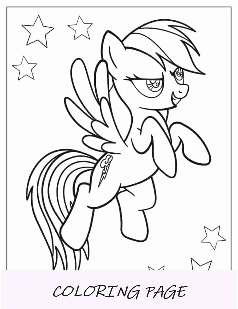 Contorno Kawaii Rainbow Dash para crianças