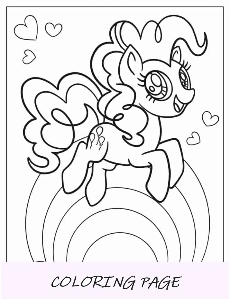 Pônei Pinkie Pie sobre arco-íris