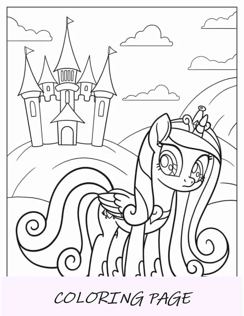 Esboço simples da princesa Celestia e do castelo