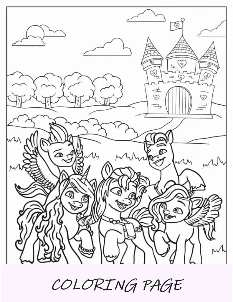 Sunny Starscout e My Little Pony amigos com castelo