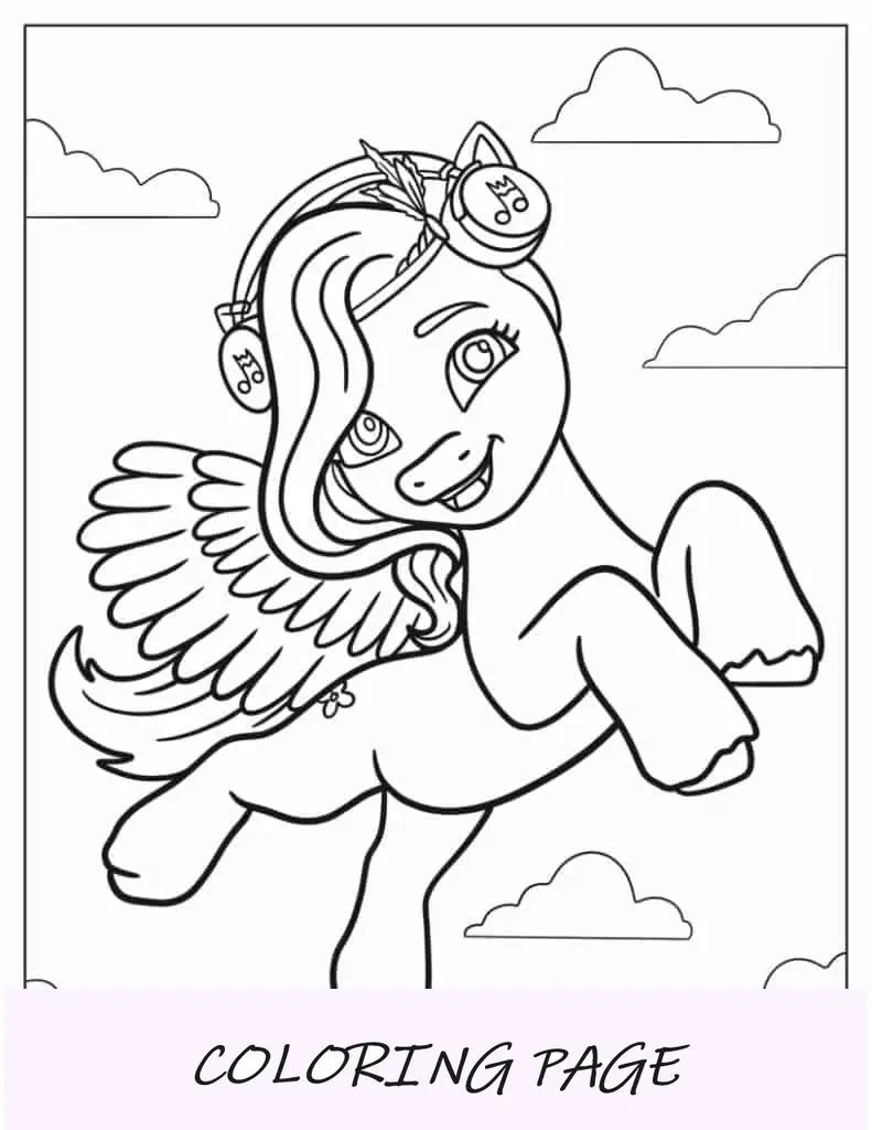 Folha para colorir de pônei de pétalas de Pipp simples para crianças