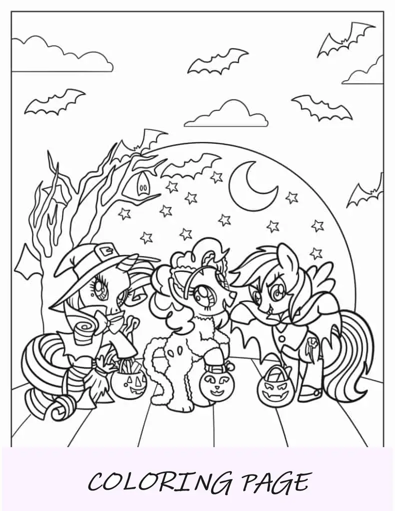 Folha para colorir do My Little Pony de doces ou travessuras