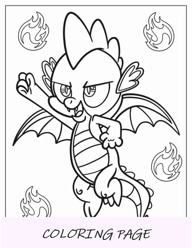 Spike, o Dragão, para colorir para crianças