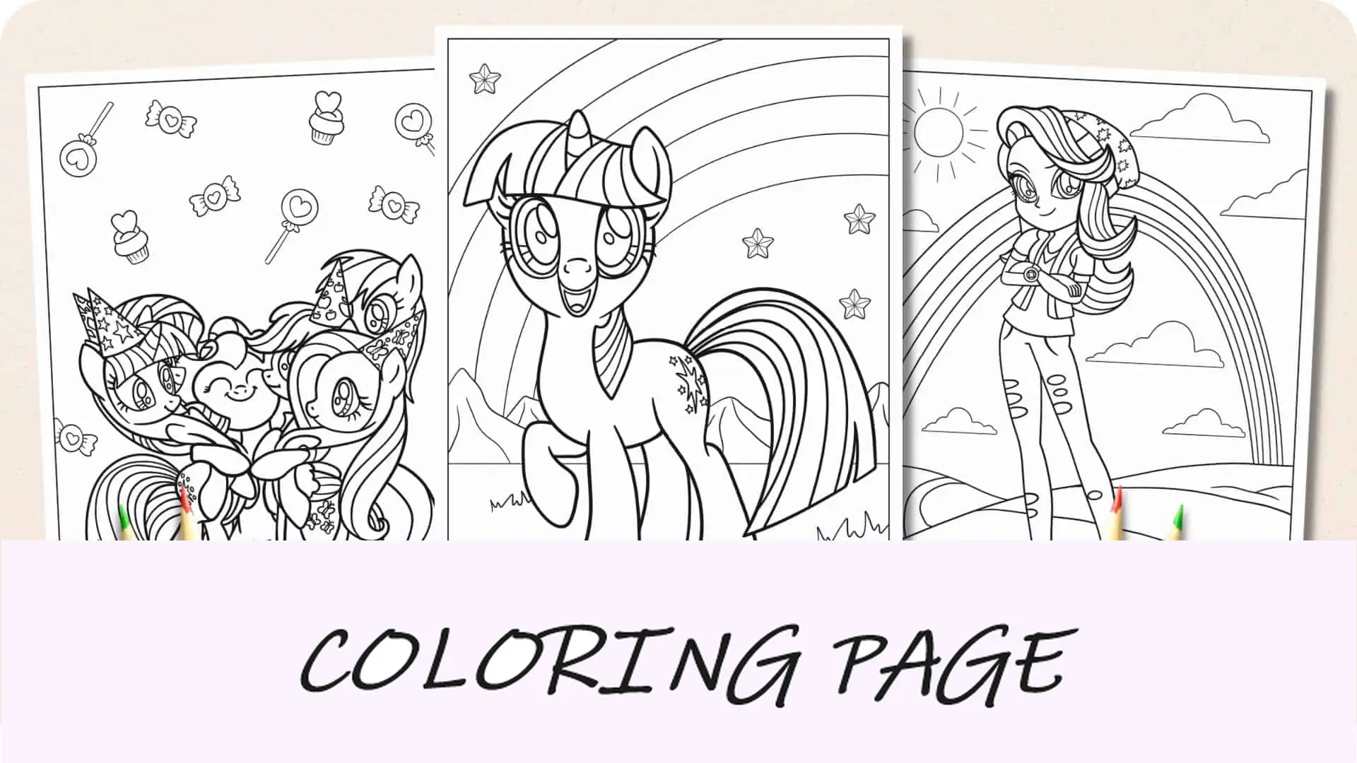 Imagem em destaque de páginas para colorir de My Little Pony