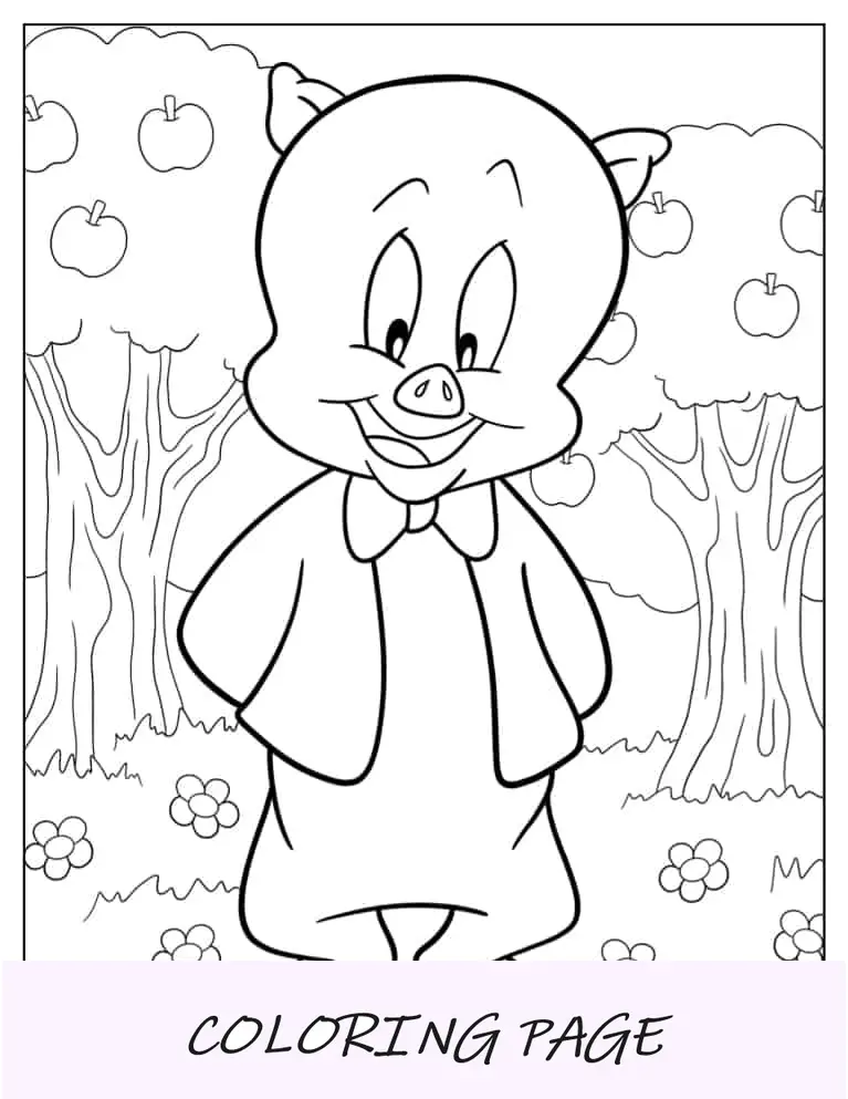 Página para colorir de porco Porky