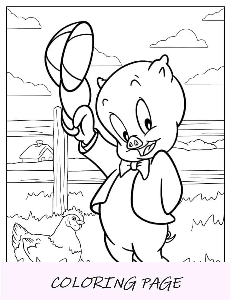 Folha para colorir de porco Porky