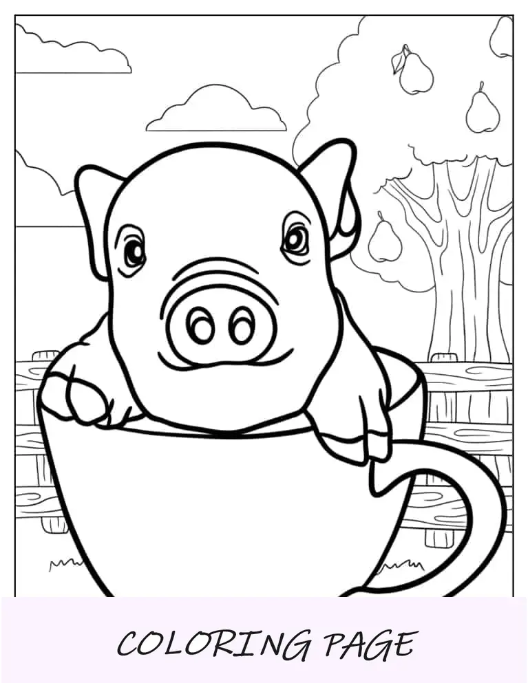 Página para colorir de porco fofo
