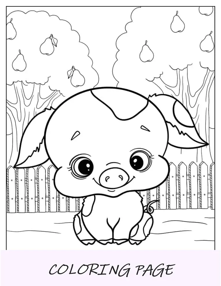 Folha para colorir de porco Kawaii fofo