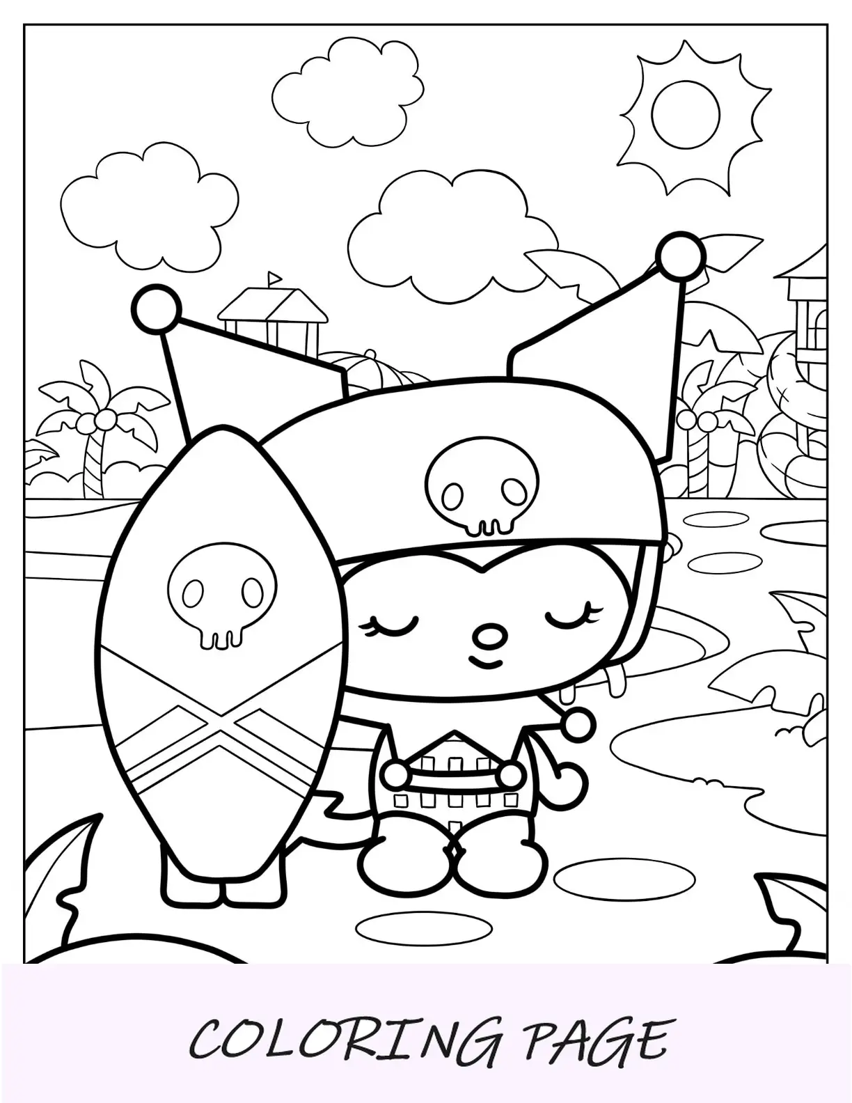 Sanrio Disegni Da Colorare Di Kuromi Con La Tavola Da Surf
