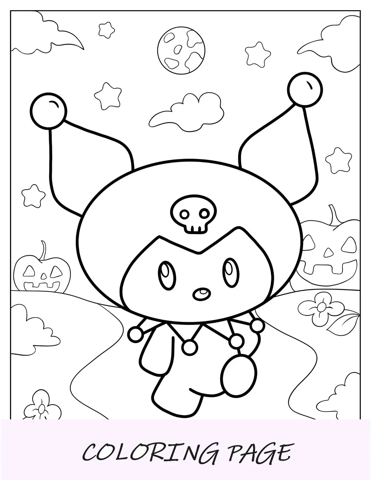 Disegni da colorare Sanrio di Kawaii Kuromi che cammina