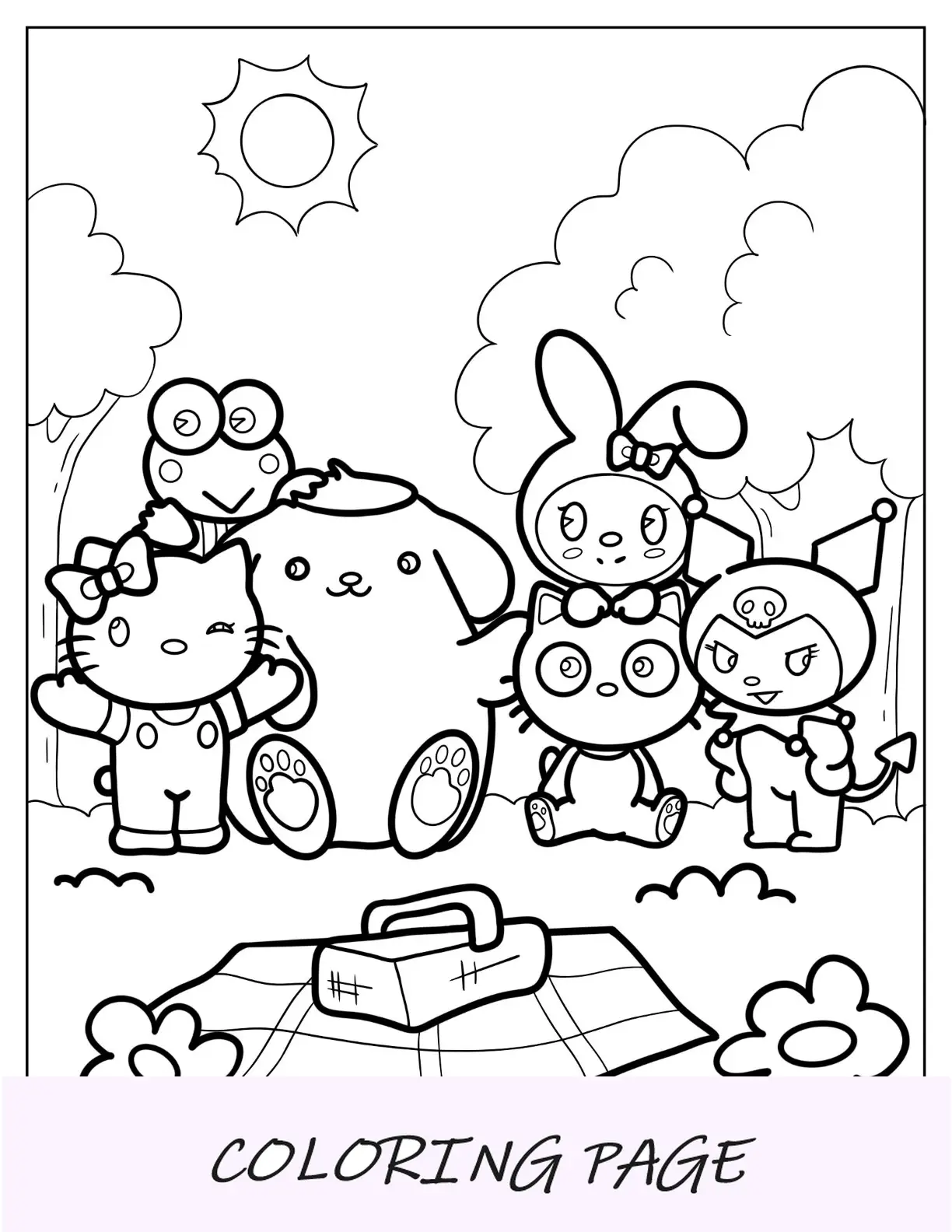 Sanrio Disegni Da Colorare Di Amici Durante Un Picnic