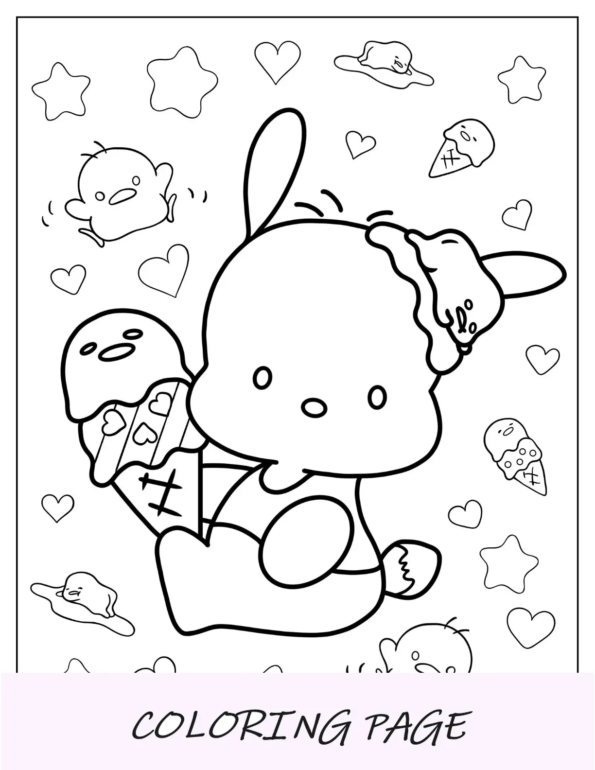 Sanrio Disegni Da Colorare Di Pochacco Che Mangia Cono Gelato