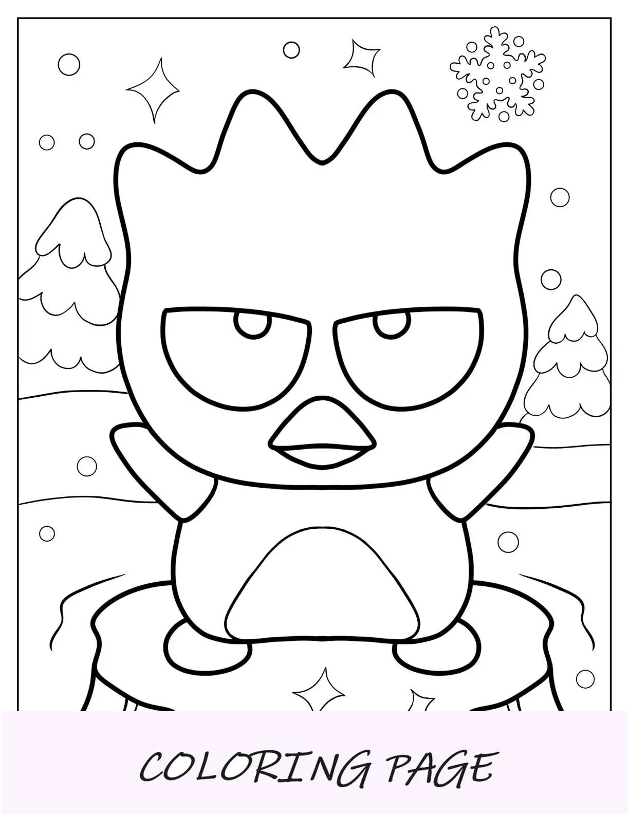 Disegni da colorare Sanrio di Badtz Maru con le braccia alzate