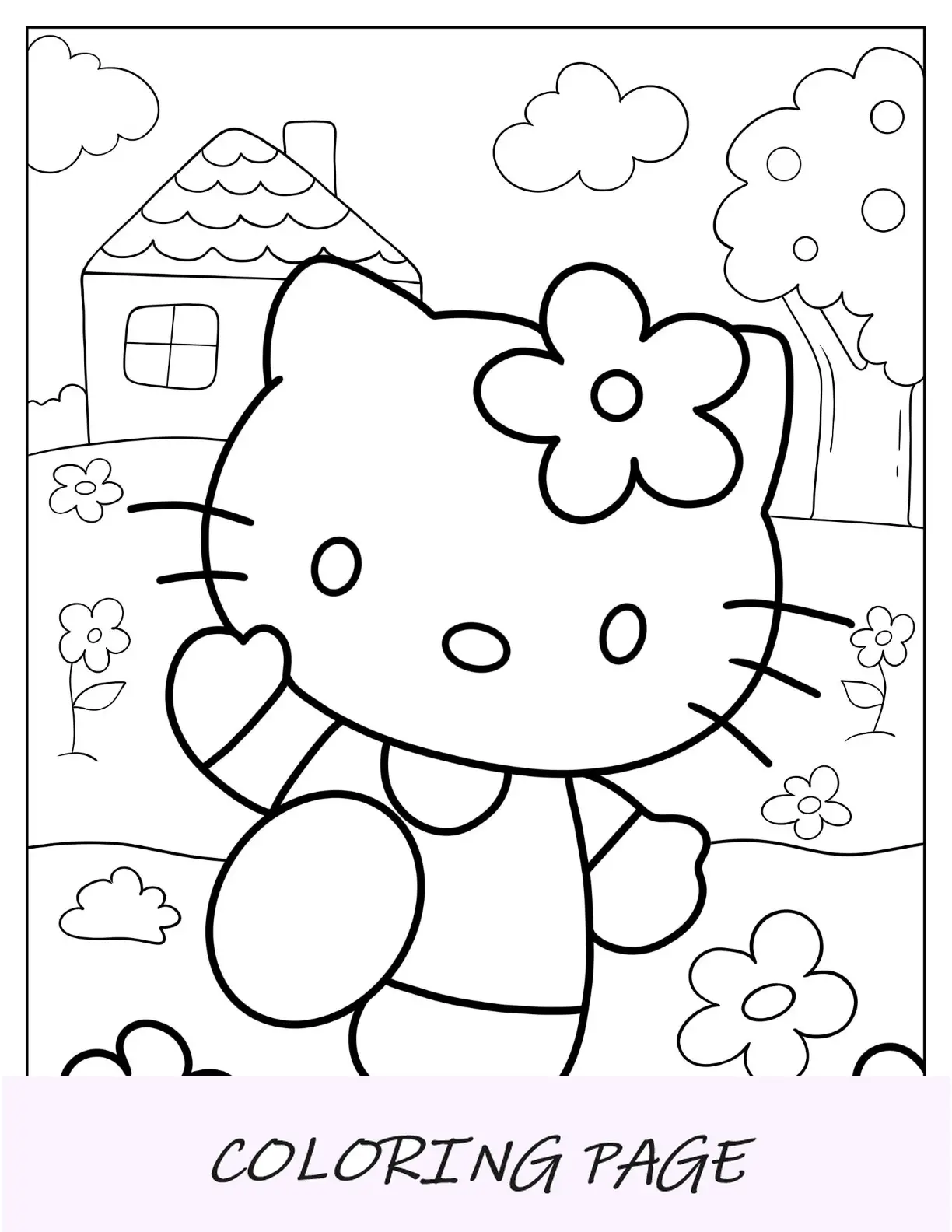 Disegni da colorare Sanrio di Hello Kitty che saluta
