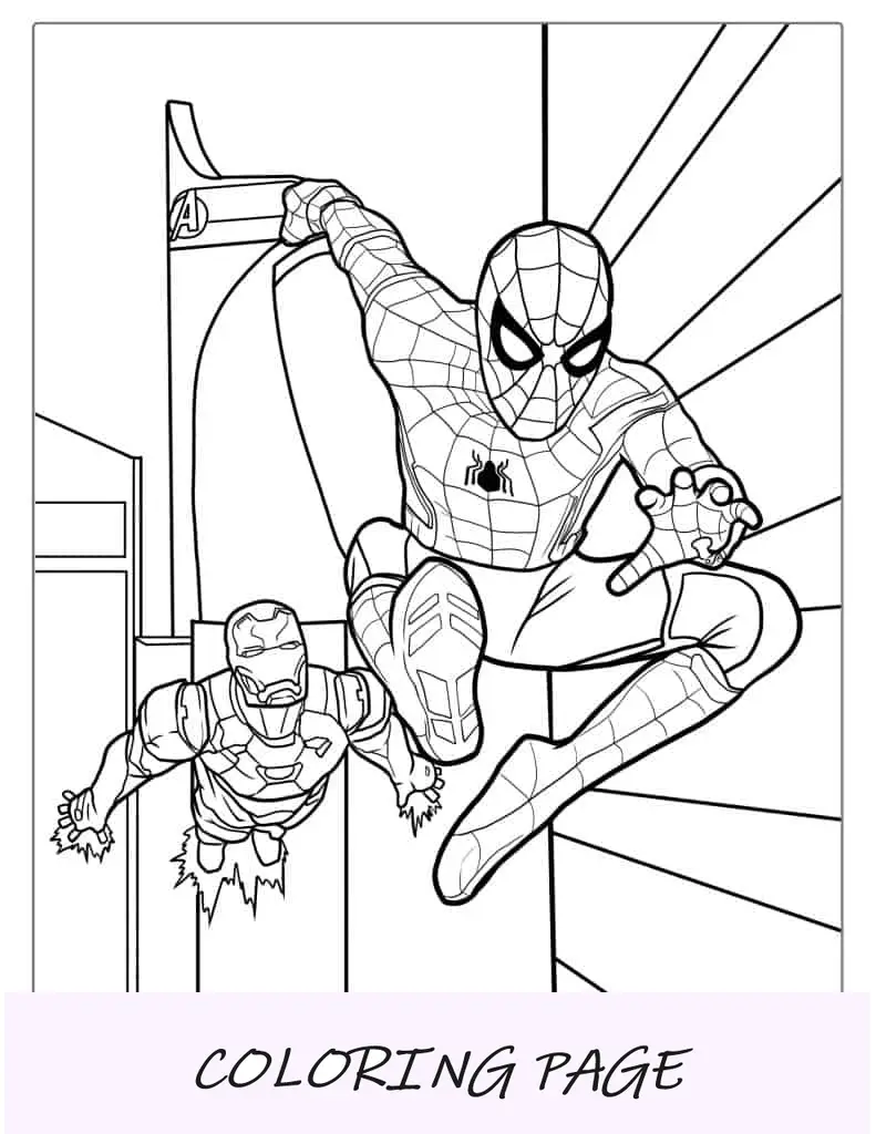 Foglio da colorare di Spider-Man e Ned Leeds