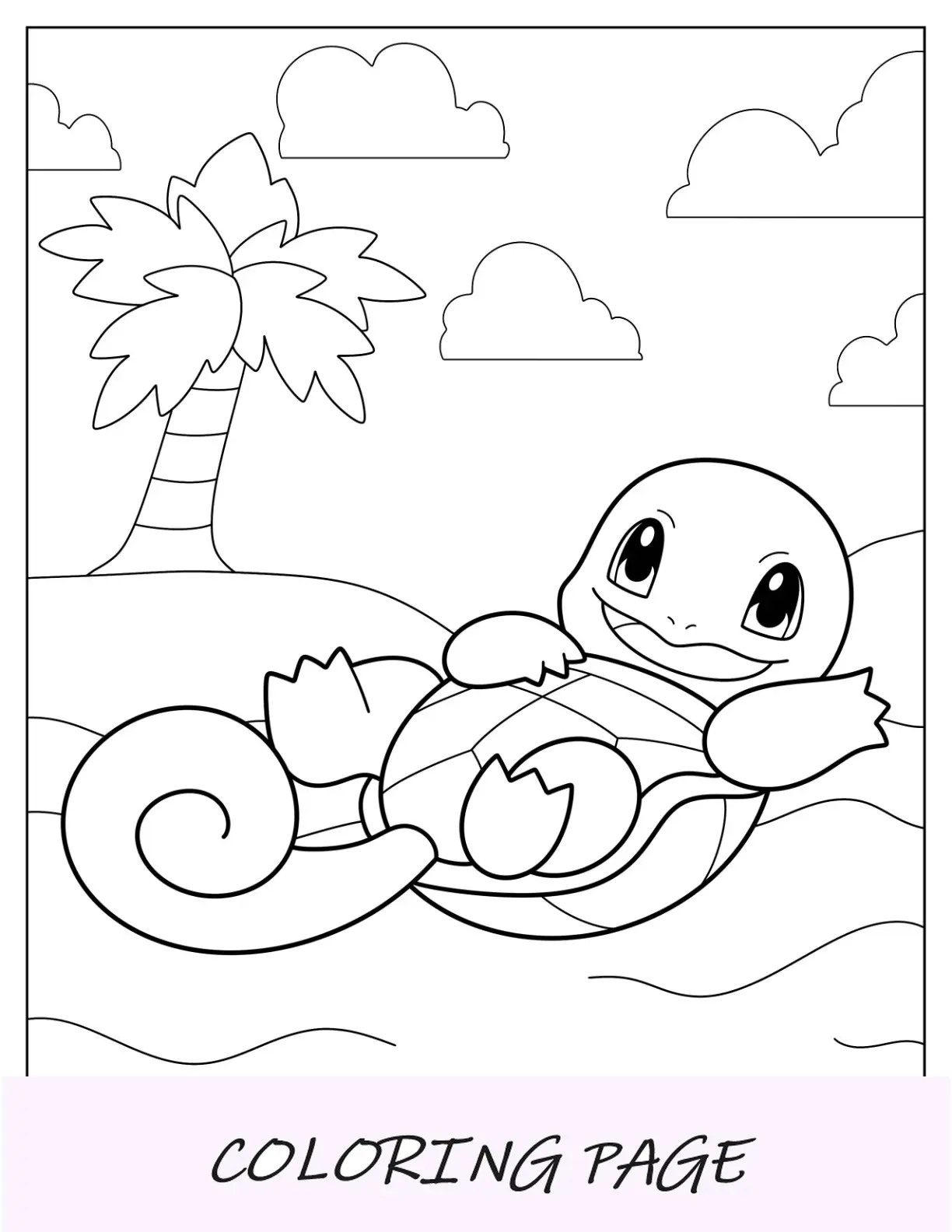 Pagina da colorare Squirtle che rotola sulla sabbia