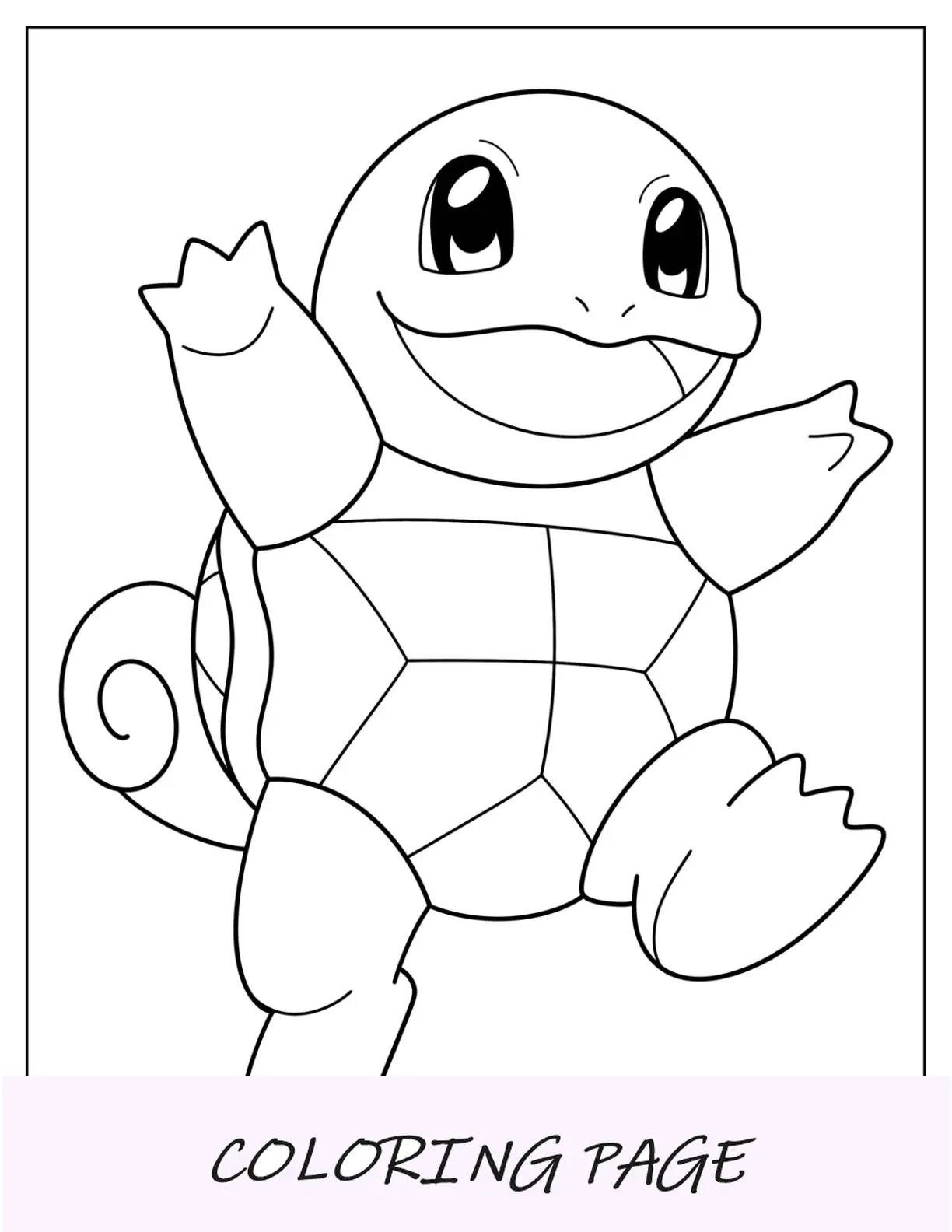 Pagina da colorare Squirtle sorridente per bambini in età prescolare