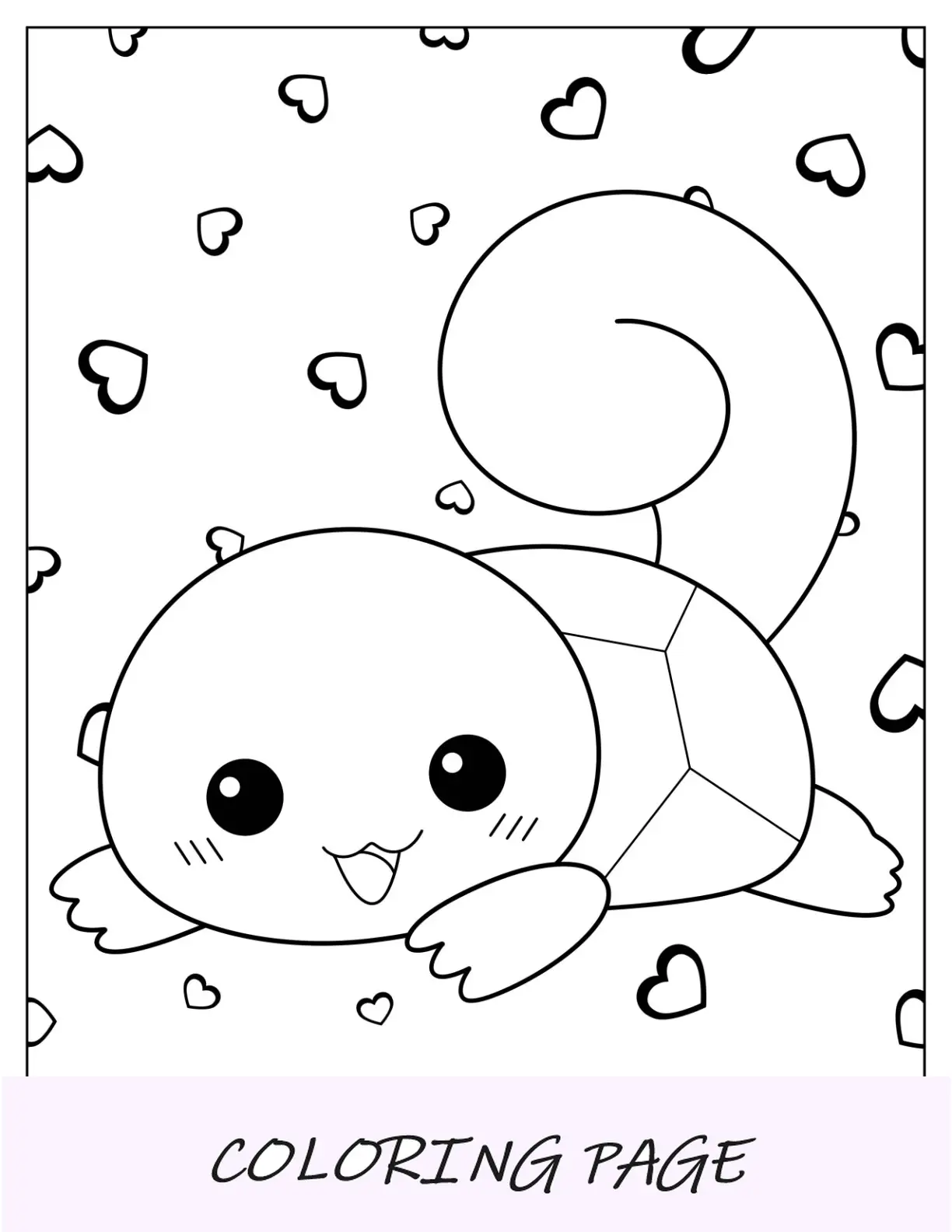 Pagina da colorare Kawaii Squirtle per bambini