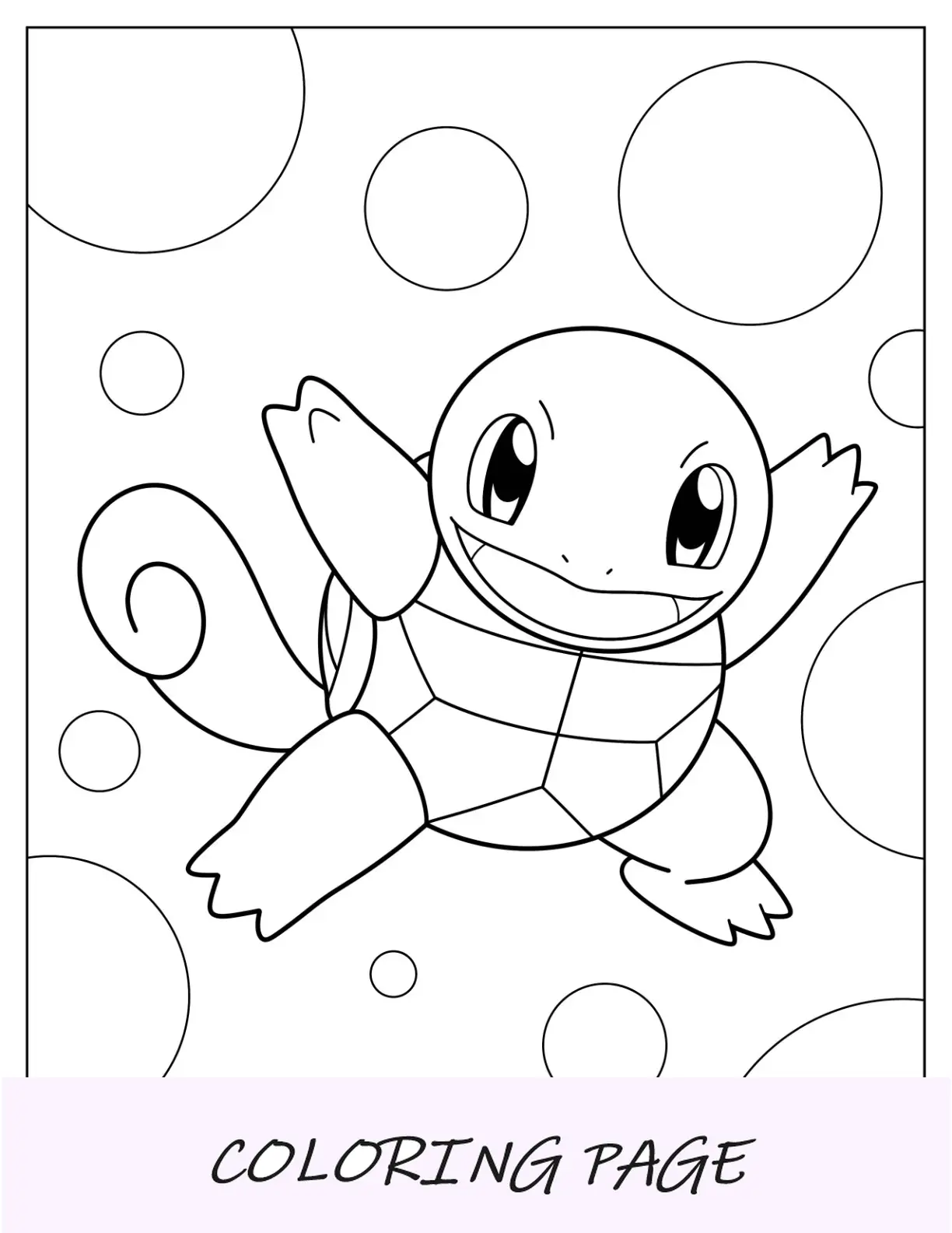 Pagina da colorare facile di Squirtle per bambini