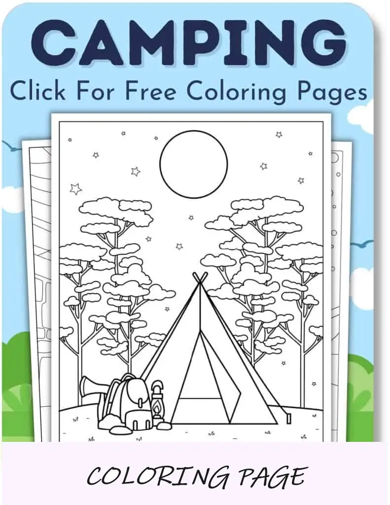 Desenhos para colorir de acampamento