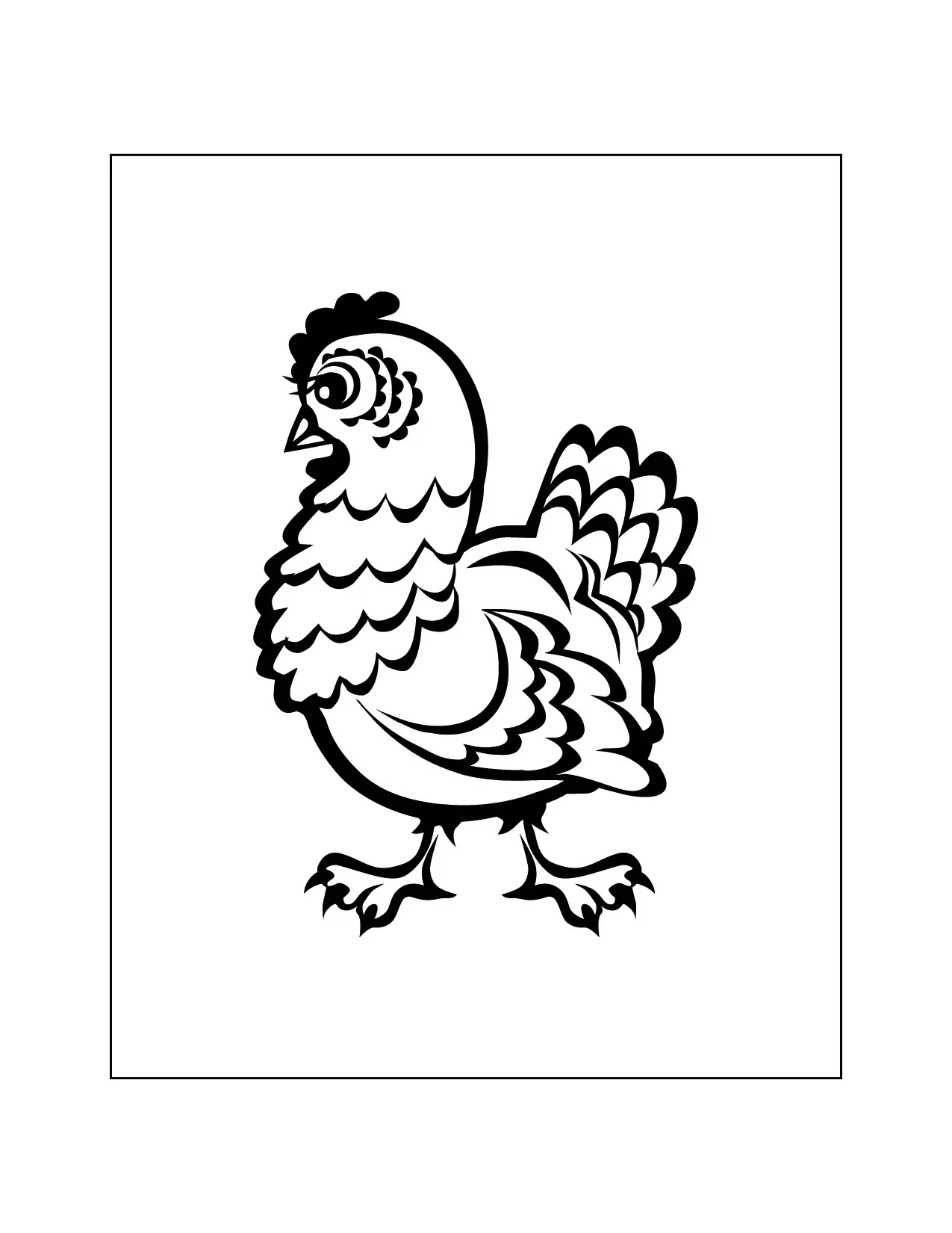 Pretty Hen Coloring Page