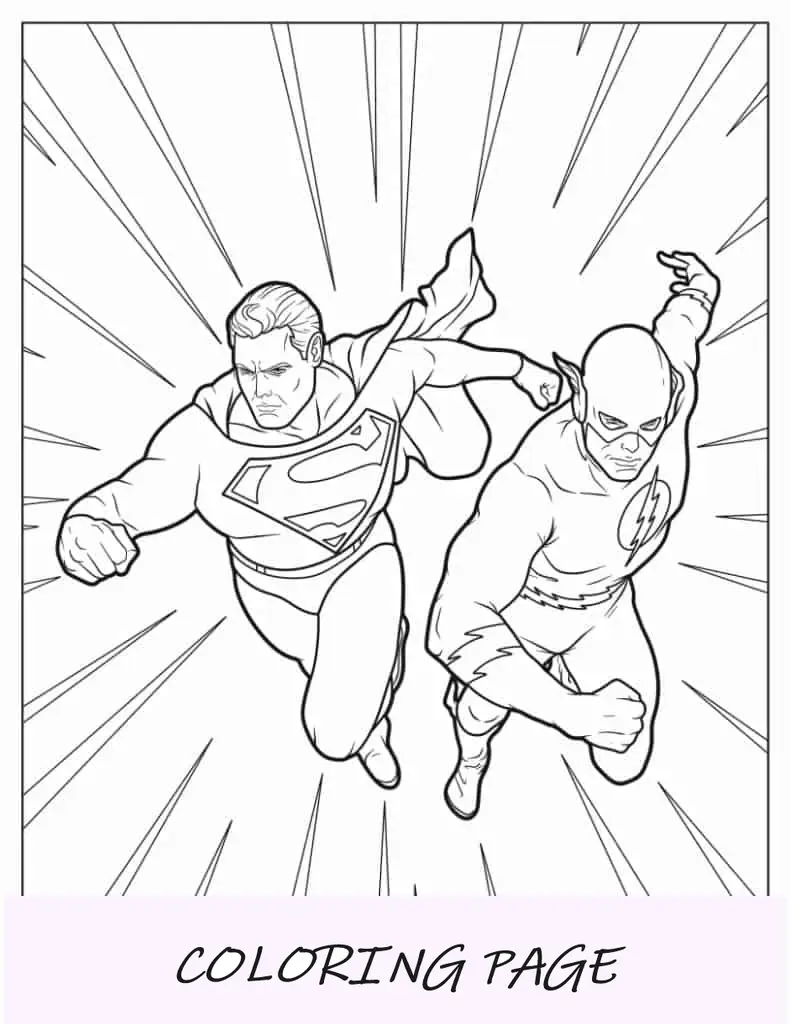 Superman y Flash para colorear