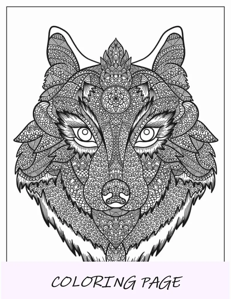 Página detalhada para colorir Husky Mandala para adultos
